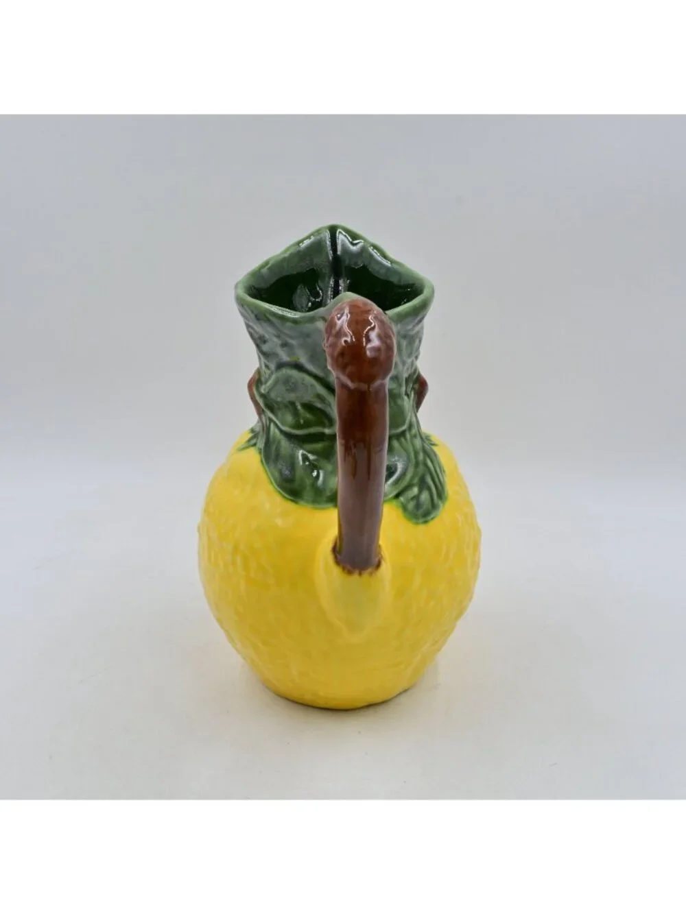 Olfaire Portugal Lemon Ceramic Pitcher Vintage Majolica Yellow Citrus Juice Jug